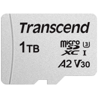 Transcend TS1TUSD300S A microSD kaart Retail 1 TB UHS I, Class 10, v30 Video Speed Class, A1 Application Performance Class, A2 Application Performance Class