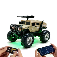 TRASPED HG4 469 RTR 1/64 2.4G RWD Mini H1 Alloy Army Military Truck RC Car Off Road LED Light Three Speed Support App Re