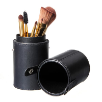 Travel Black Leather Empty Makeup Brush Holder Professional Case