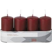 4X Bordeauxrode cilinderkaars/stompkaars 5 x 10 cm 18 branduren