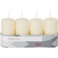 4X Cremewitte cilinderkaars/stompkaars 5 x 10 cm 18 branduren