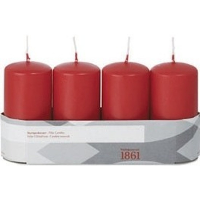 4X Rode cilinderkaars/stompkaars 5 x 10 cm 18 branduren