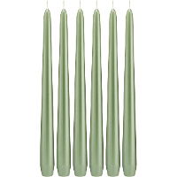 6X Pastelgroene parelmoer dinerkaarsen 30 cm 13 branduren
