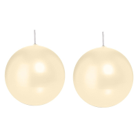 Trend Candles Bolkaars glad   2x   creme wit   8 cm   25 branduren   ronde kaarsen