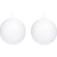 Trend Candles Bolkaars glad   2x   wit   8 cm   25 branduren   ronde kaarsen
