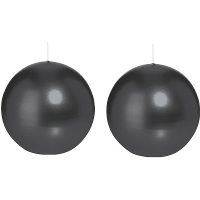 Trend Candles Bolkaars glad   2x   zwart   7 cm   16 branduren   ronde kaarsen