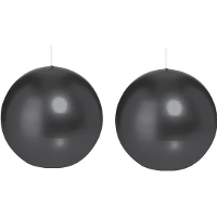Trend Candles Bolkaars glad   2x   zwart   8 cm   25 branduren   ronde kaarsen
