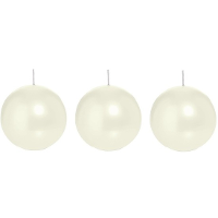 Trend Candles Bolkaars glad   3x   parelmoer   8 cm   25 branduren   ronde kaarsen