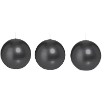 Trend Candles Bolkaars glad   3x   zwart   8 cm   25 branduren   ronde kaarsen