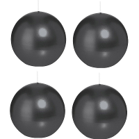 Trend Candles Bolkaars glad   4x   zwart   7 cm   16 branduren   ronde kaarsen