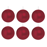 Trend Candles Bolkaars glad   6x   bordeaux rood   8 cm   25 branduren   ronde kaarsen