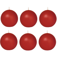 Trend Candles Bolkaars glad   6x   rood   7 cm   16 branduren   ronde kaarsen