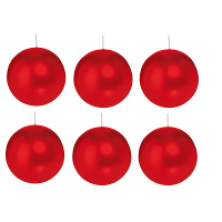 Trend Candles Bolkaars glad   6x   rood   8 cm   25 branduren   ronde kaarsen