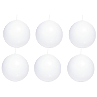Trend Candles Bolkaars glad   6x   wit   7 cm   16 branduren   ronde kaarsen