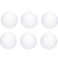 Trend Candles Bolkaars glad   6x   wit   8 cm   25 branduren   ronde kaarsen