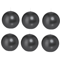 Trend Candles Bolkaars glad   6x   zwart   7 cm   16 branduren   ronde kaarsen