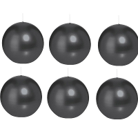 Trend Candles Bolkaars glad   6x   zwart   8 cm   25 branduren   ronde kaarsen