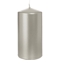 Cilinderkaars/stompkaars   zilver   6 x 12 cm   40 branduren