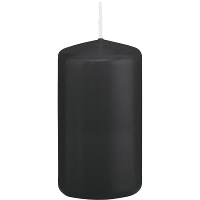 Cilinderkaars/stompkaars   zwart   6 x 12 cm   40 branduren