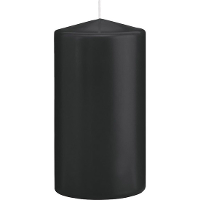 Cilinderkaars/stompkaars   zwart   8 x 15 cm   69 branduren
