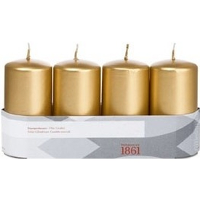 Trend Candles Cilinderkaarsen   4x   goud   5 x 10 cm   18 branduren   geurloos   wax   kaarsen