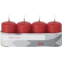 Cilinderkaarsen/stompkaarsen   set 4x   rood   5 x 8 cm   18 branduren