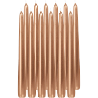 Dinerkaarsen/kandelaarkaarsen Cello   12x stuks   ros? Goud   Gotisch   25 cm
