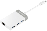 TrendNet TUC ETGH3 USB combi hub 3 poorten Grijs