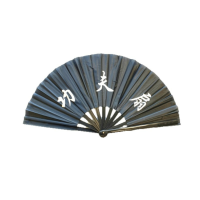 Handwaaier/Tai Chi waaier Chinese tekens zwart polyester