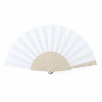Spaanse handwaaier   wit   bamboe/polyester   42 x 23 cm