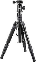 Tripod Mantona Dslm Travel Mit Kuge 1/4 Inch, 3/8 Inch Werkhoogte=48   143 Cm Zwart Incl. Tas, Kogelkop, Waterpas