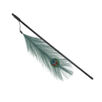 Speelhengel met Pauwenveer voor de kat 2 stuks