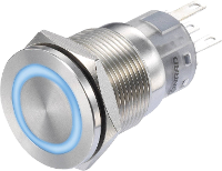 TRU COMPONENTS 1272972 LAS1 AGQS 11E/B/12V Druktoets 250 V/AC 3 A 1x uit/(aan) Moment Blauw IP65 1 stuk(s)