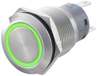 TRU COMPONENTS 701309 LAS1 AGQ 11E, GN Vandalismebestendige druktoets 250 V/AC 5 A 1x aan/(aan) Moment Groen IP67 1 stuk(s)