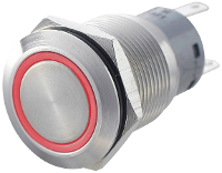 TRU COMPONENTS 701320 LAS1 AGQ 22ZE, RD Vandalismebestendige drukschakelaar 250 V/AC 5 A 2x aan/aan Continu Rood IP67 1 stuk(s)