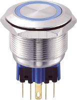 TRU COMPONENTS 701790 GQ25 11E/B/12V Vandalismebestendige druktoets 250 V/AC 5 A 1x aan/(aan) Moment Blauw IP65 1 stuk(s)