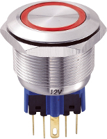 TRU COMPONENTS 701803 GQ25 11E/R/12V Vandalismebestendige druktoets 250 V/AC 5 A 1x aan/(aan) Moment Rood IP65 1 stuk(s)