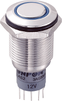 TRU COMPONENTS 701845 LAS2GQF 11ZE/B/12V/S/P Vandalismebestendige drukschakelaar 250 V/AC 3 A 1x aan/aan Continu Blauw 1 stuk(s)