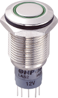 TRU COMPONENTS 701870 LAS2GQF 11E/G/12V/N/P Vandalismebestendige druktoets 250 V/AC 3 A 1x aan/(aan) Moment Groen IP67 1 stuk(s)
