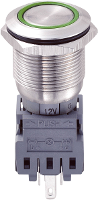 TRU COMPONENTS 701918 LAS1 BGQ 11ZE/G/12V Vandalismebestendige drukschakelaar 250 V/AC 5 A 1x uit/aan Continu Groen IP67 1 stuk(s)
