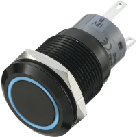TRU COMPONENTS 702182 LAS1 AGQ 11E/B Vandalismebestendige druktoets 250 V/AC 5 A 1x uit/(aan) Moment Blauw (Ø x l) 22 mm x 37 mm IP67 1 stuk(s)