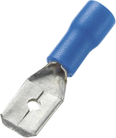 TRU COMPONENTS 737196 Platte stekker Insteekbreedte: 4.8 Mm Insteekdikte: 0.5 Mm 180 Â° Deels geÃ¯soleerd Blauw 100 stuks