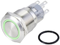 TRU COMPONENTS TC 10090948 LAS1 AGQ 11ZE/G/24V/S Vandalismebestendige druktoets 250 V/AC 3 A 1x aan/aan Continu Groen IP65 1 stuk(s)