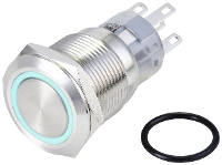 TRU COMPONENTS TC 10090952 LAS1 AGQ 11ZE/B/24V/S Vandalismebestendige druktoets 250 V/AC 3 A 1x aan/aan Continu Blauw IP65 1 stuk(s)