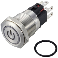 TRU COMPONENTS TC 12647476 Druktoets 250 V/AC 3 A 1x uit/(aan) IP65 RGB Moment RVS 1 stuk(s)