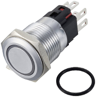 TRU COMPONENTS TC 12647532 Drukschakelaar 250 V/AC 3 A 1x uit/(aan) IP65 RGB Continu Messing (verchroomd) 1 stuk(s)