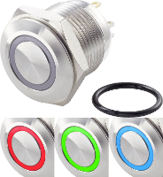TRU COMPONENTS TC 7494612 TC GQ16F 10E/41RGB/ Vandalismebestendige drukschakelaar 48 V/DC 2 A 1x uit/(aan) Moment Rood, Groen, Blauw, RGB IP65 1 stuk(s)
