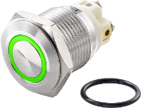 TRU COMPONENTS TC 7494692 TC GQ16F 10E/L/G/12V/S Vandalismebestendige drukschakelaar 48 V/DC 2 A 1x uit/(aan) Moment Groen IP65 1 stuk(s)