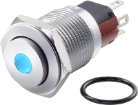 TRU COMPONENTS TC 7494936 TC GQ16 KH 11D/J/B/12V/C Vandalismebestendige drukschakelaar 48 V/DC 2 A 1x uit/(aan) Moment Blauw IP65 1 stuk(s)