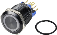 TRU COMPONENTS TC 9428216 GQ22 11E/B/12V/A Druktoets 250 V/AC 3 A 1x uit/(aan) Moment Blauw IP65 1 stuk(s)